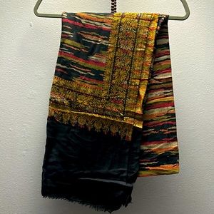 Shawl,full size, black designed with different colors